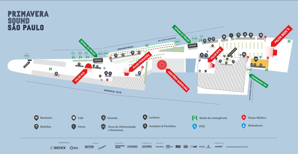 Mapa de palcos do Primavera Sound São Paulo 2022