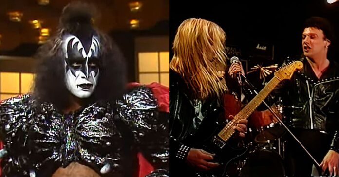 O vocalista e baixista do Kiss, Gene Simmons, e integrantes do Iron Maiden