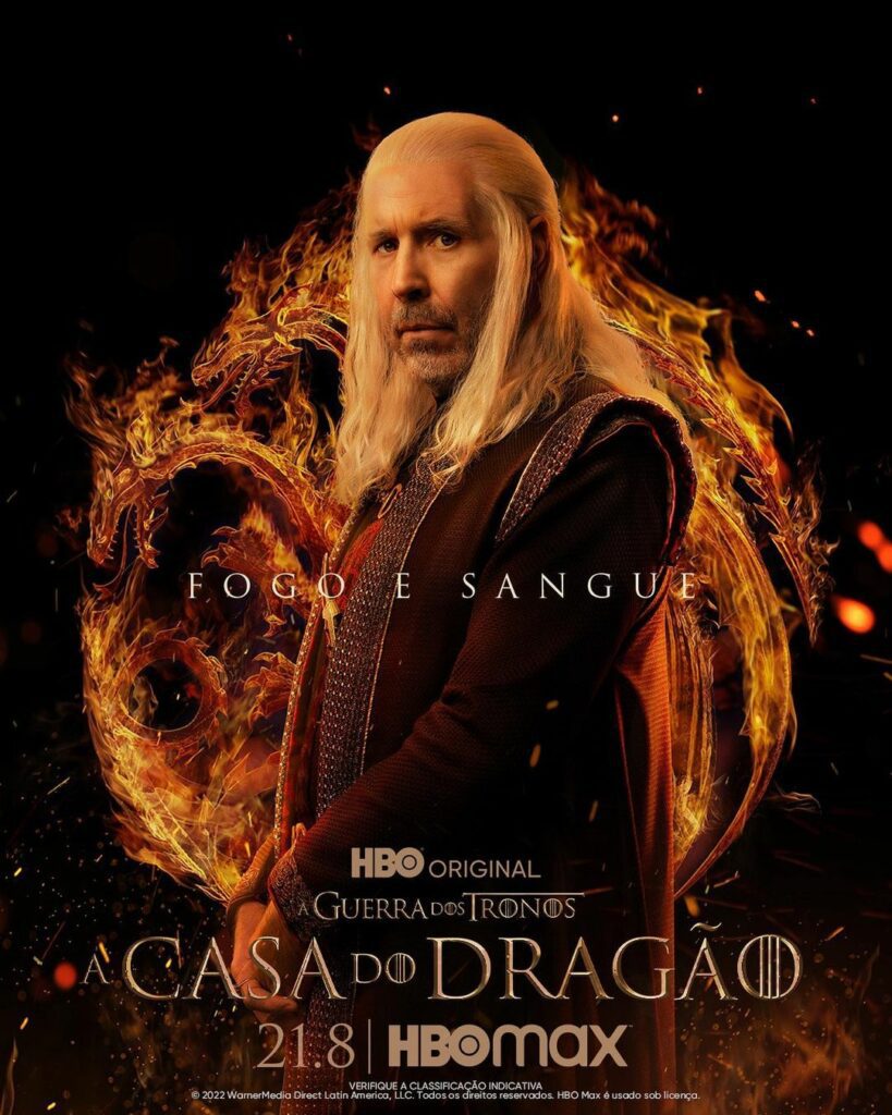 Viserys Targaryen (Paddy Considine), um dos personagens de A Casa do Dragão / House of the Dragon