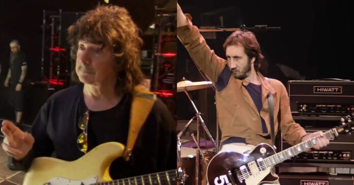 Os guitarristas Ritchie Blackmore, do Deep Purple e Rainbow, e Pete Townshend, do The Who