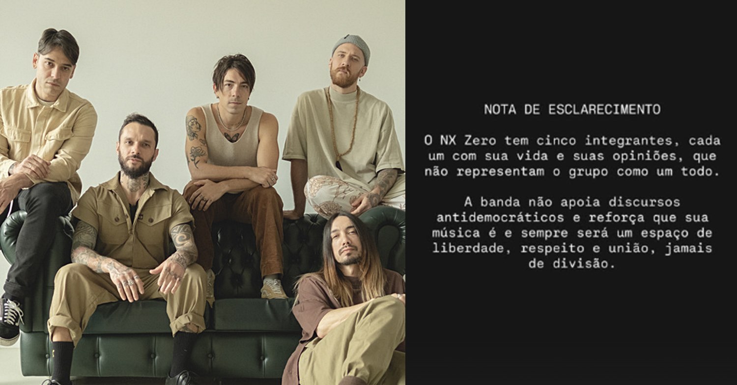 NX Zero se manifesta sobre posicionamentos de Caco: “não apoiamos falas antidemocráticas”